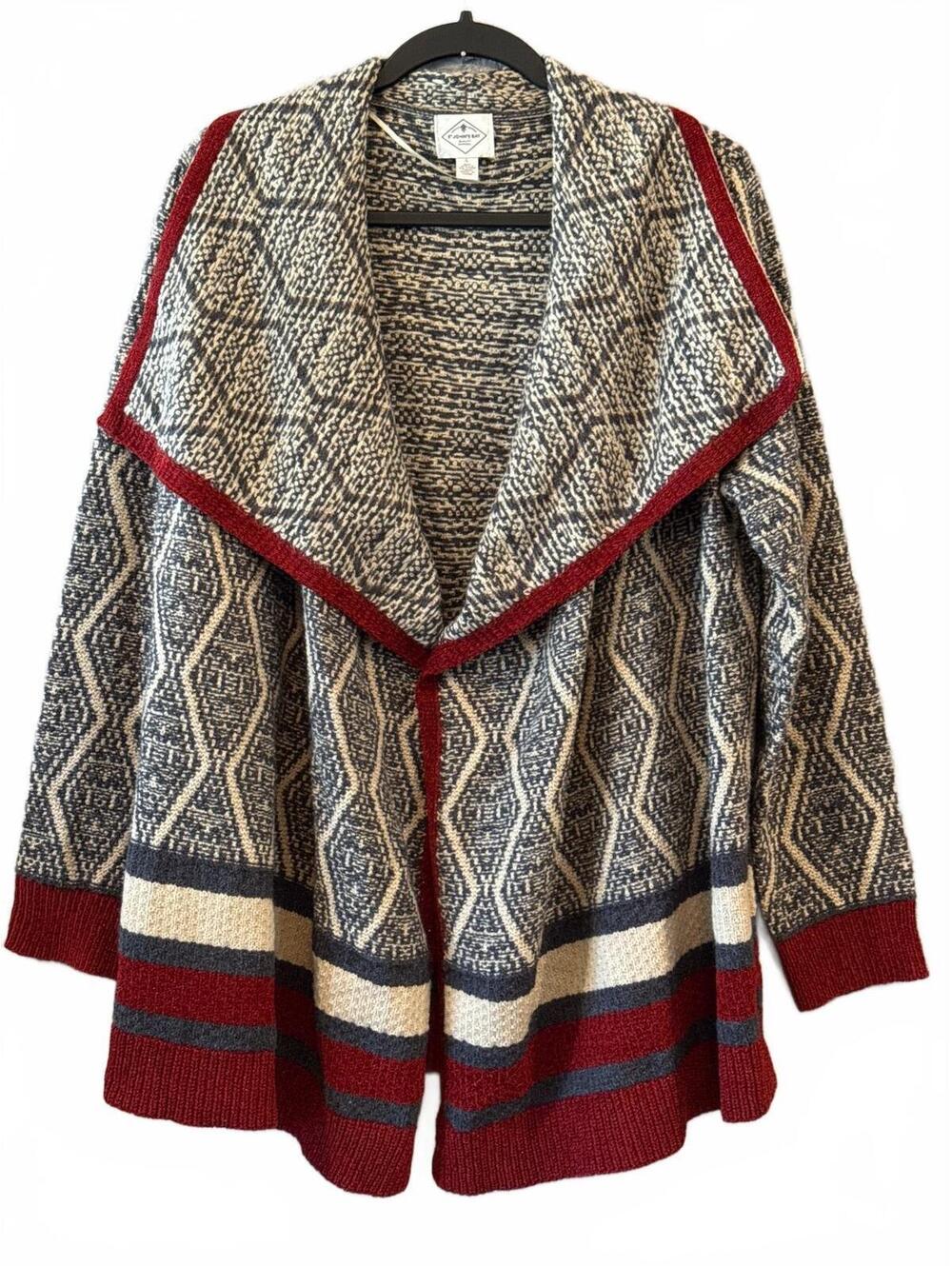 St. John's Bay Large Knit Cardigan Sweater with Geometric Pattern